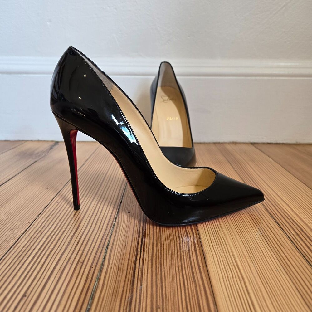 NIB Christian Louboutin Black Patent Pigalle Follies 100 Pumps 39.5 Red Bottoms